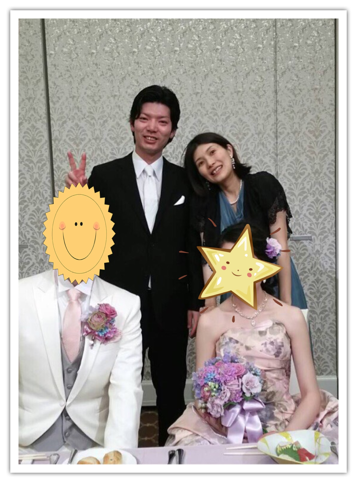 結婚式での新郎新婦と